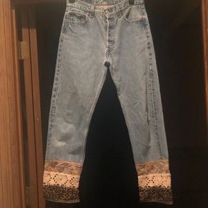 Vintage ladies jeans. Decorative trim on bottom of jeans